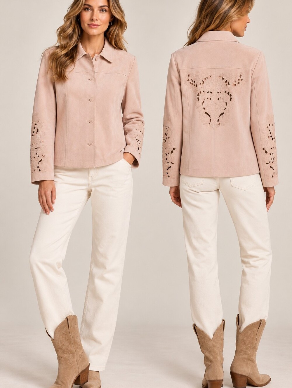 Coldwater Creek Peach Suede Button-Front Jacket